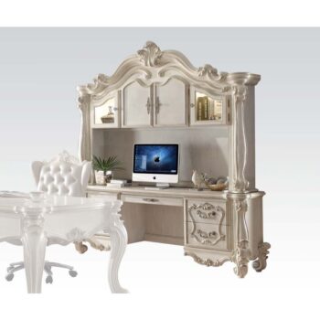 Bone White Versailles Executive Computer Desk W/Hutch 92278 by ACME