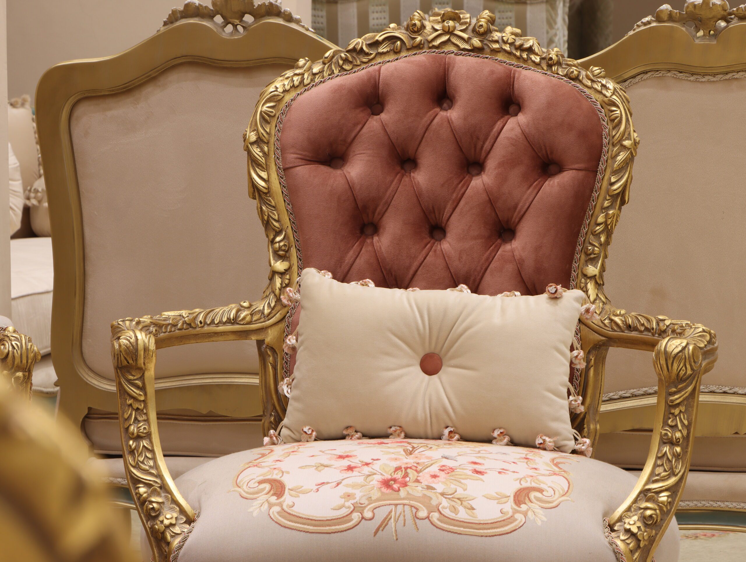 Handmade Beige Rose Chair 2