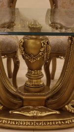 Handmade 7Pcs Palm Gold Dinning Table Set 32