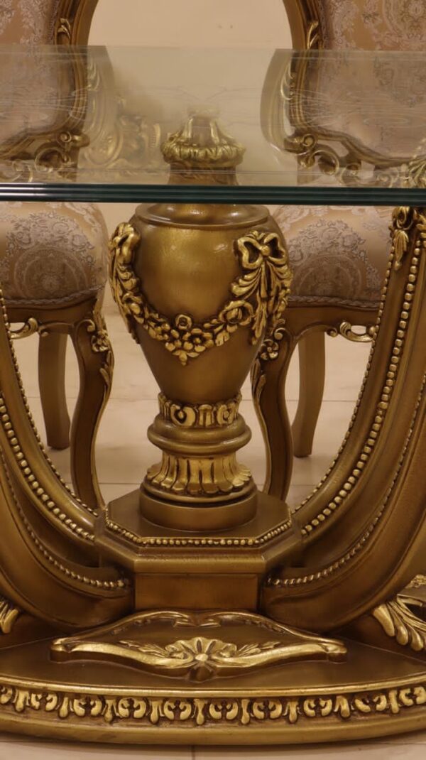 Handmade 7Pcs Palm Gold Dinning Table Set 20