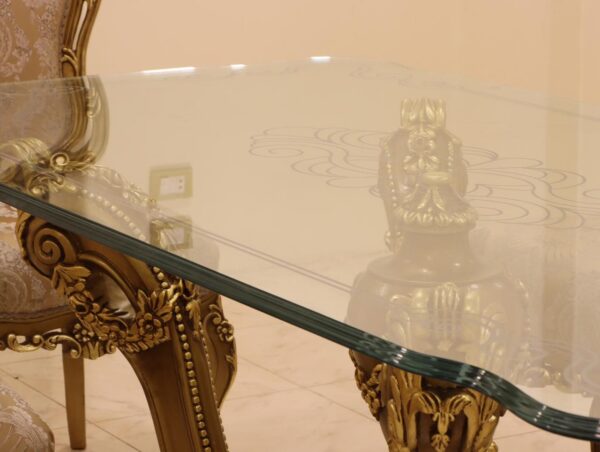 Handmade 7Pcs Palm Gold Dinning Table Set - Image 7