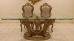 Handmade 7Pcs Palm Gold Dinning Table Set 34