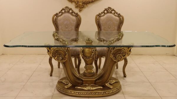 Handmade 7Pcs Palm Gold Dinning Table Set - Image 8