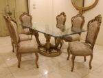 Handmade 7Pcs Palm Gold Dinning Table Set 35