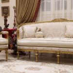 Handmade 6Pcs Palm Gold Sofa Set 13