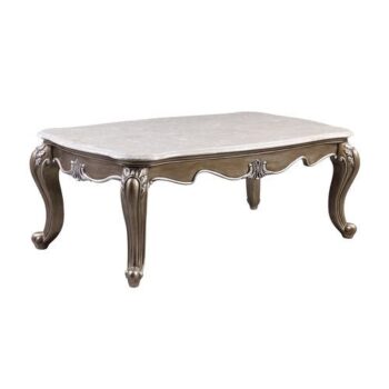 Marble Top & Antique Bronze Finish Elozzol Coffee Table LV00302 by ACME