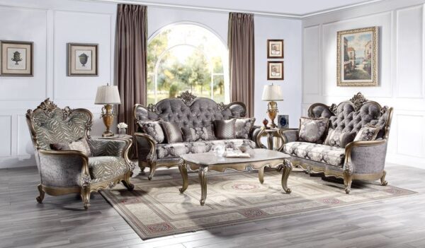 Marble Top & Antique Bronze Finish Elozzol Sofa Table LV00304 by ACME 10