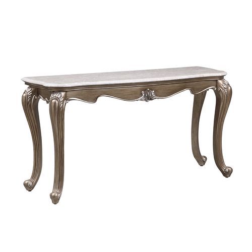 Marble Top & Antique Bronze Finish Elozzol Sofa Table LV00304 by ACME