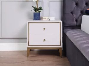 Ns003Iv White And Gold Nightsatnd By Artisan Furniture | Mobilia Cleopatra NS003IV White and Gold Nightsatnd by Artisan Furniture