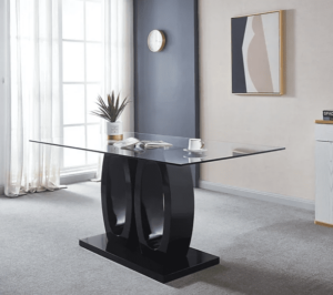 Rdt399 Dining Table With Tempered Glass Top By Artisan Furniture | Mobilia Cleopatra RDT399 Dining Table with Tempered Glass Top by Artisan Furniture