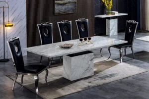 Black Marble Dining Table Rdt306Bmw By Artisan Furniture | Mobilia Cleopatra Black Marble Dining Table RDT306BMW by Artisan Furniture