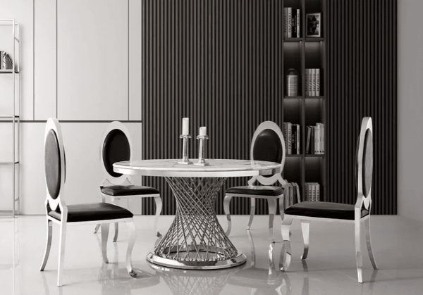RDT330 White Marble Round Dining Table by Artisan Furniture 7