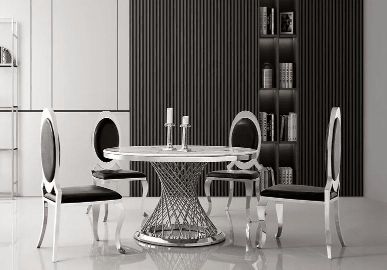 RDT330 White Marble Round Dining Table by Artisan Furniture 7