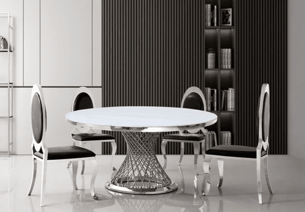 RDT330 White Marble Round Dining Table by Artisan Furniture 9