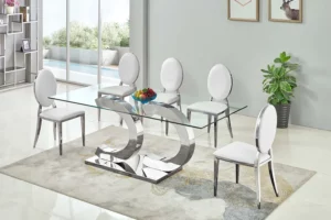 Dt511 Modern Tempered Glass Dining Table By Artisan Furniture | Mobilia Cleopatra DT511 Modern Tempered Glass Dining Table by Artisan Furniture