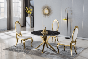 Dt203Gmb Round Marble Dining Table By Artisan Furniture | Mobilia Cleopatra DT203GMB Round Marble Dining Table by Artisan Furniture