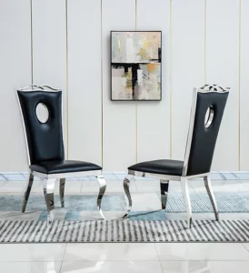 Dck98 Black Leather Dining Chair Modern By Artisan Furniture | Mobilia Cleopatra DCK98 Black Leather Dining Chair Modern by Artisan Furniture