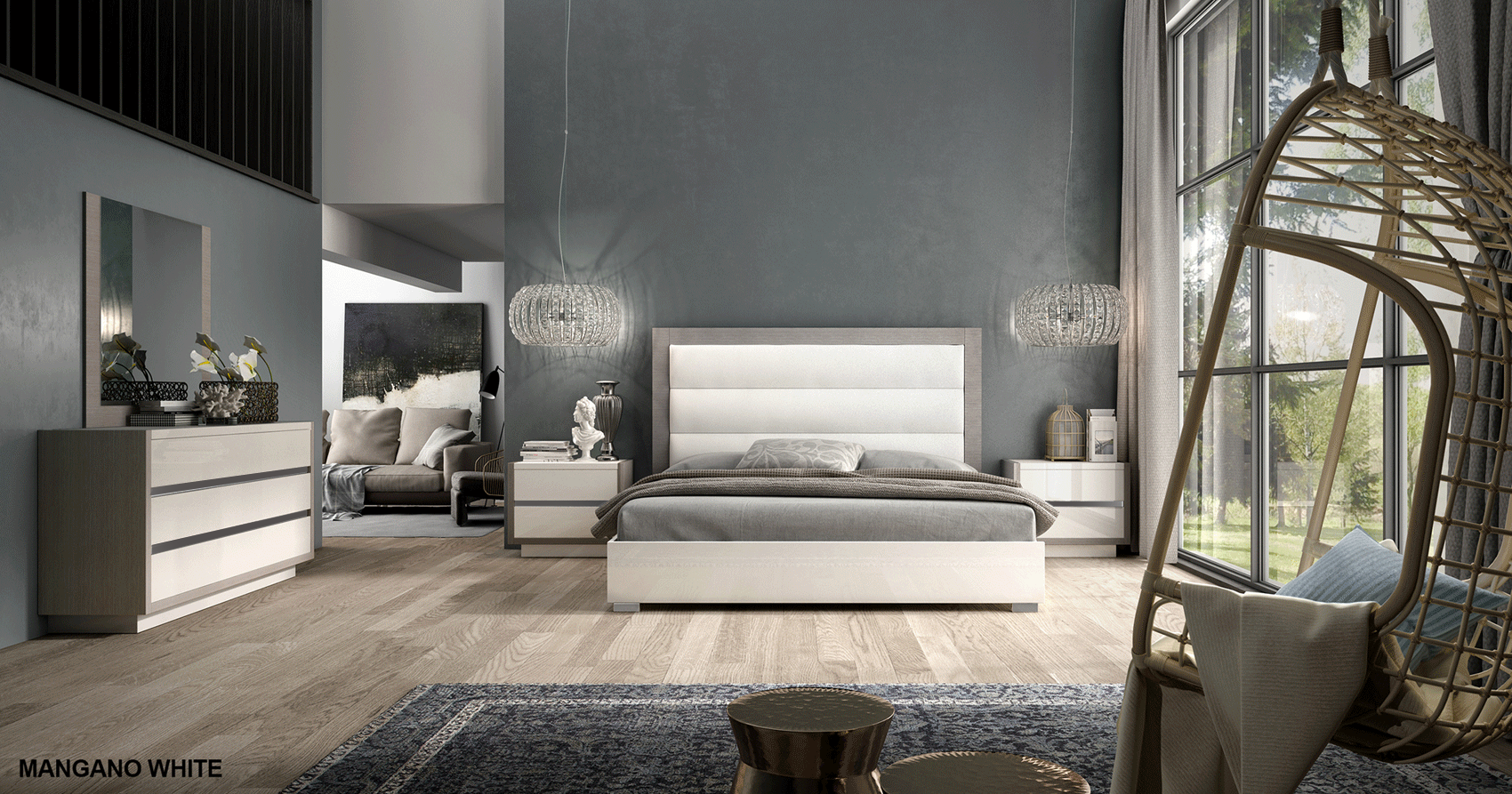 High Gloss Lacquer Mangano Bedroom Set p7212 By ESF Furniture