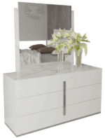 High Gloss Lacquer Carrara White Dresser/Mirror i28473 By ESF Furniture 7