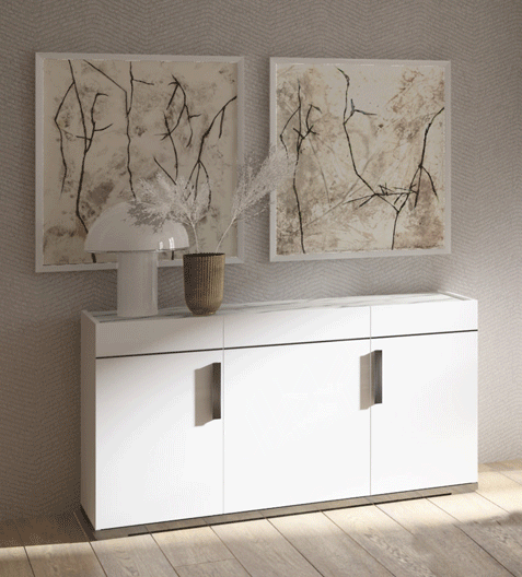 High Gloss Lacquer Carrara 3 Door Buffet i32102 By ESF Furniture
