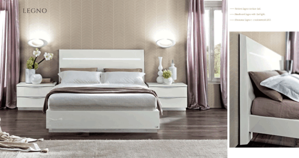 High Gloss Lacquer Onda LEGNO White Bedroom Set p9245 By ESF Furniture - Image 8