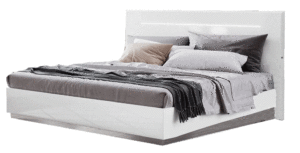 High Gloss Lacquer Onda Legno White Bed With Led Lights P11717 By Esf Furniture | Mobilia Cleopatra High Gloss Lacquer Onda LEGNO White Bed with Led Lights p11717 By ESF Furniture