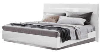 High Gloss Lacquer Onda LEGNO White Bed with Led Lights p11717 By ESF Furniture