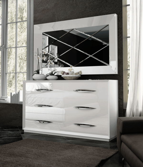 High Gloss Lacquer, Mat Carmen Dresser/Chest/Mirror p11671 By ESF Furniture - Image 2