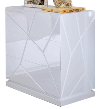 High Gloss Lacquer, Mat Kiu 3 drawers High Nightstand i29325 By ESF Furniture