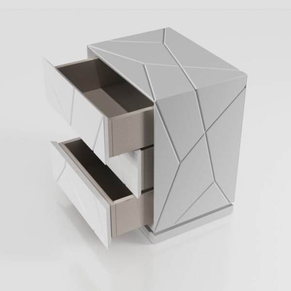 High Gloss Lacquer, Mat Kiu 3 drawers High Nightstand i29325 By ESF Furniture - Image 2