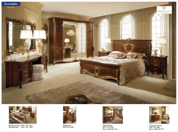 Donatello Italian Bedroom Set in Walnut Finish p5219 By ESF Furniture - Image 3