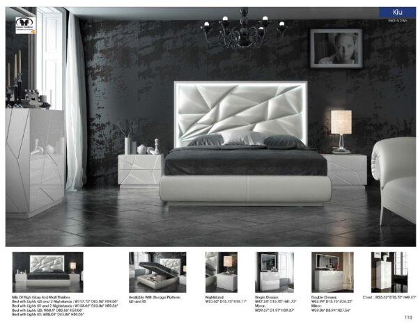 High Gloss Lacquer, Mat Kiu Bedroom Set p9891 By ESF Furniture - Image 2