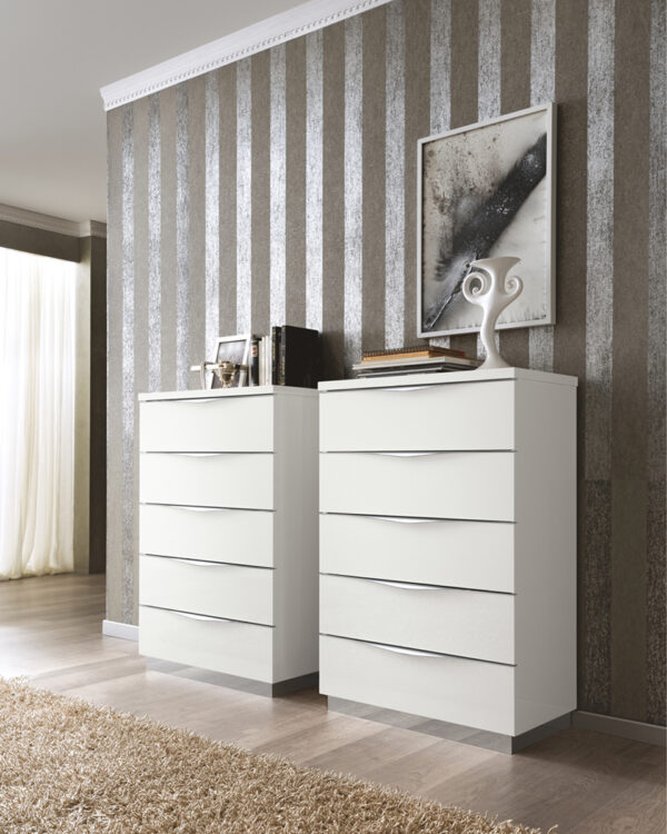 High Gloss Lacquer Onda DROP Bedroom Set WHITE p6734 By ESF Furniture - Image 6