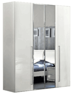 High Gloss Lacquer Dama Bianca 4 Door Glass Doors Wardrobe White i23984 By ESF Furniture Bedroom Accessories Mobilia Cleopatra 7 High Gloss Lacquer Dama Bianca 4 Door Glass Doors Wardrobe White i23984 By ESF Furniture 7
