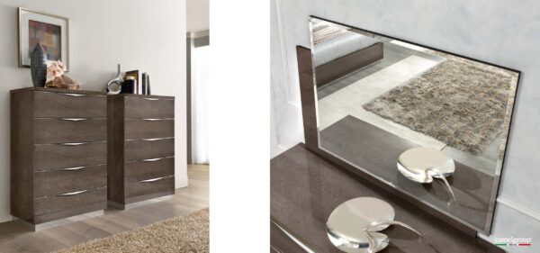 High Gloss Lacquer Platinum LEGNO Bedroom Set SILVER BIRCH p7784 By ESF Furniture 18