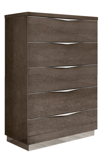 High Gloss Lacquer Platinum LEGNO Chest SILVER BIRCH i36644 By ESF Furniture