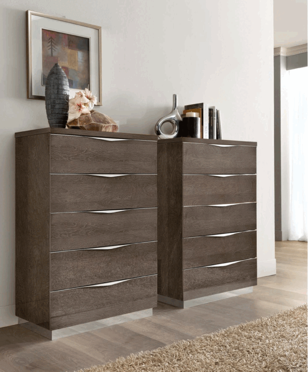 High Gloss Lacquer Platinum LEGNO Chest SILVER BIRCH i36644 By ESF Furniture - Image 2