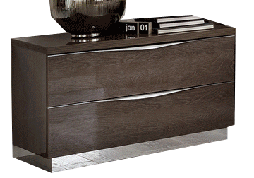 High Gloss Lacquer Platinum LEGNO Nightstand SILVER BIRCH i26150 By ESF Furniture