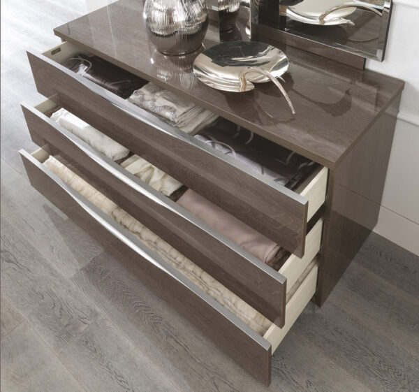 High Gloss Lacquer Platinum LEGNO Dressers & Mirror SILVER BIRCH p11040 By ESF Furniture 9