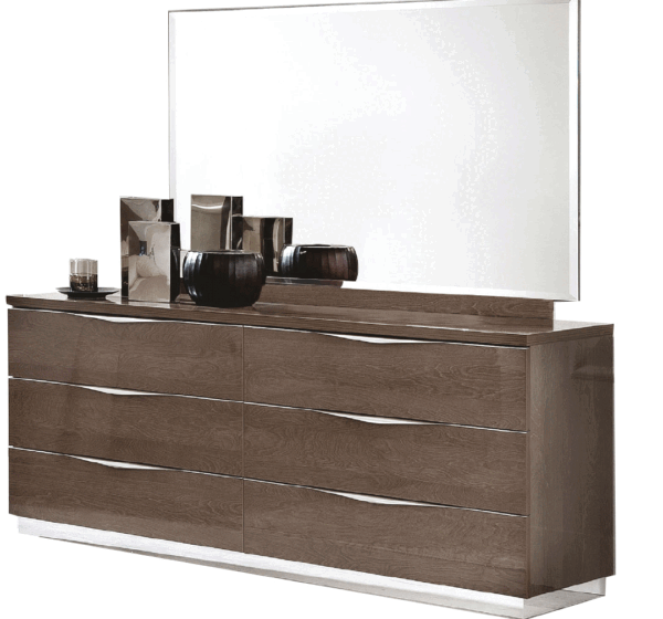 High Gloss Lacquer Platinum LEGNO Dressers & Mirror SILVER BIRCH p11040 By ESF Furniture - Image 5