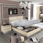 High Gloss Lacquer Platinum LEGNO Bed IVORY BETULLIA SABBIA p12060 By ESF Furniture ESF Furniture Mobilia Cleopatra 13 High Gloss Lacquer Platinum LEGNO Bed IVORY BETULLIA SABBIA p12060 By ESF Furniture 13