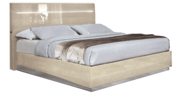 High Gloss Lacquer Platinum LEGNO Bed IVORY BETULLIA SABBIA p12060 By ESF Furniture
