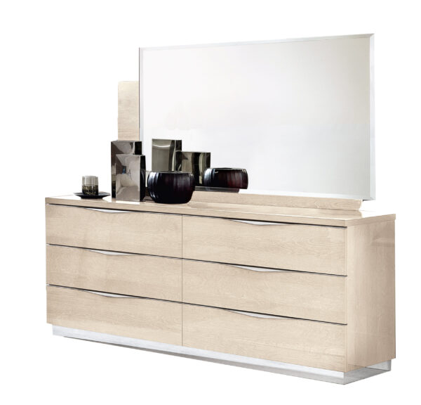 High Gloss Lacquer Platinum LEGNO Double Dresser/Single Dresser/Mirror IVORY p12058 By ESF Furniture - Image 4