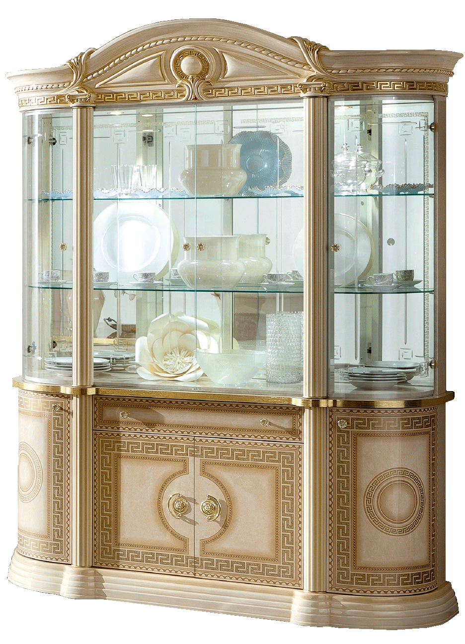High Gloss Lacquer Aida 4 Door China Ivory i24042 By ESF Furniture