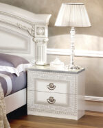 High Gloss Lacquer Aida White-Silver Nightstand i26126 By ESF Furniture ESF Furniture Mobilia Cleopatra 12 High Gloss Lacquer Aida White-Silver Nightstand i26126 By ESF Furniture 12