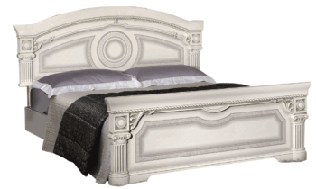 High Gloss Lacquer Aida Bed White w/Silver p11716 By ESF Furniture
