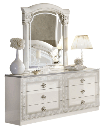 High Gloss Lacquer Aida White Silver Dresser p11033 By ESF Furniture