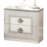 High Gloss Lacquer Aida White-Silver Nightstand i26126 By ESF Furniture ESF Furniture Mobilia Cleopatra 11 High Gloss Lacquer Aida White-Silver Nightstand i26126 By ESF Furniture 11
