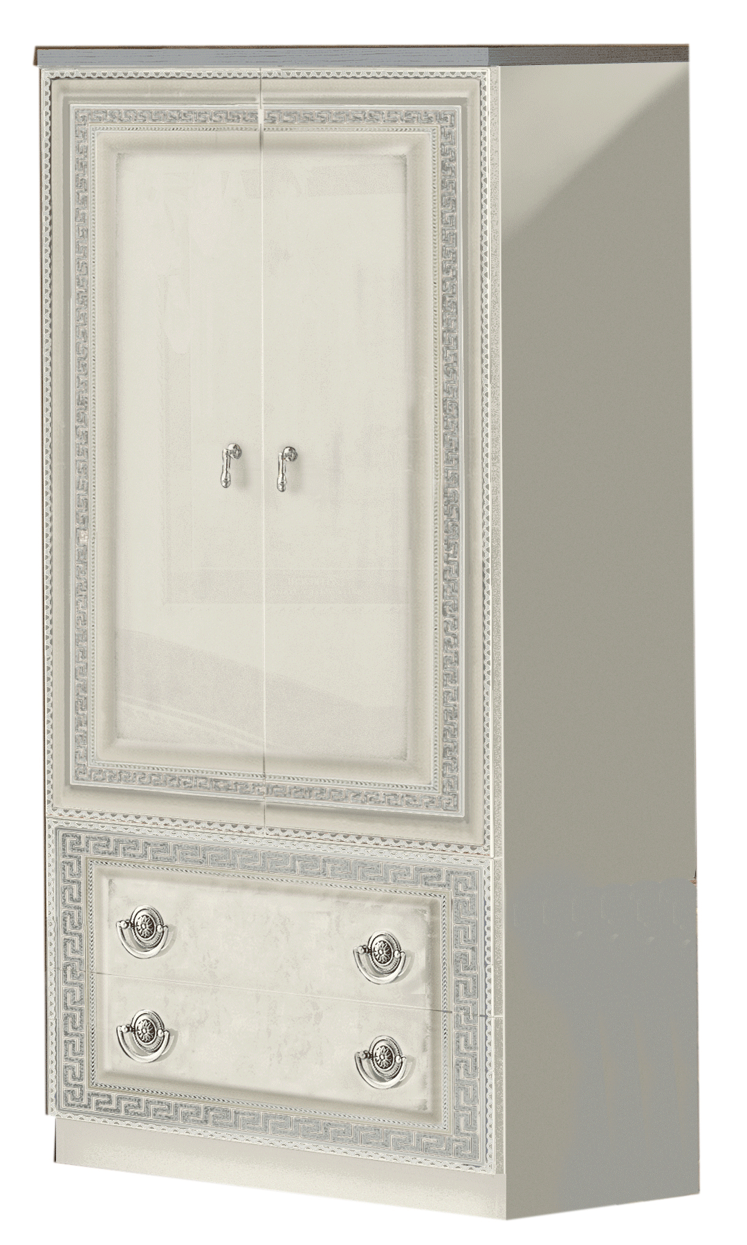 High Gloss Lacquer Aida White/Silver 2 Door Wardrobe i24003 By ESF Furniture