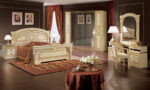 High Gloss Lacquer Aida Ivory Bedroom Set w/Gold, Camelgroup Italy p500 By ESF Furniture ESF Furniture Mobilia Cleopatra 31 High Gloss Lacquer Aida Ivory Bedroom Set w/Gold, Camelgroup Italy p500 By ESF Furniture 31